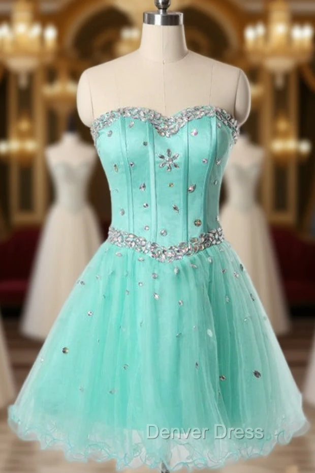 Blue Tulle Sweetheart Crystal Homecoming Dresses Main image