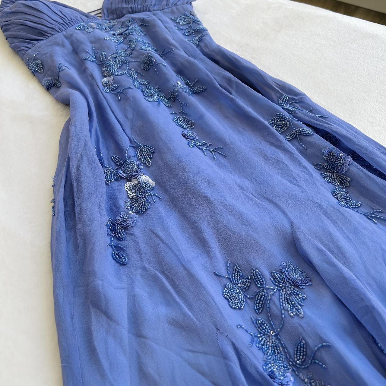 Blue Vintage Elegant V Neck Exquisite Embroidery Applique Beading Long Chiffon Prom Dress Prom Gowns Prom Dresses Secondary image