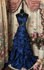 Blue Vintage Rhinestone Embellished Elegant Long Pleated Ball Gowns Prom Dresses