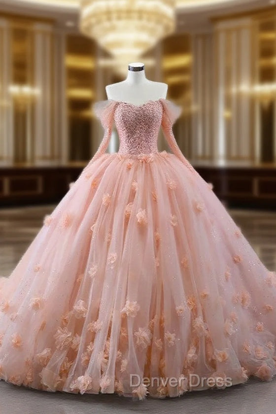 Blush Ball Gown Long Sleeves Sweetheart Quinceanera Dresses Main image