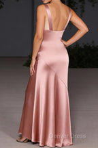 Blush Pink Asymmetrical Bridesmaid Dresses with Slit