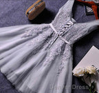 Blush Pink Lace Appliqued Tulle Homecoming Dress,Prom Dresses