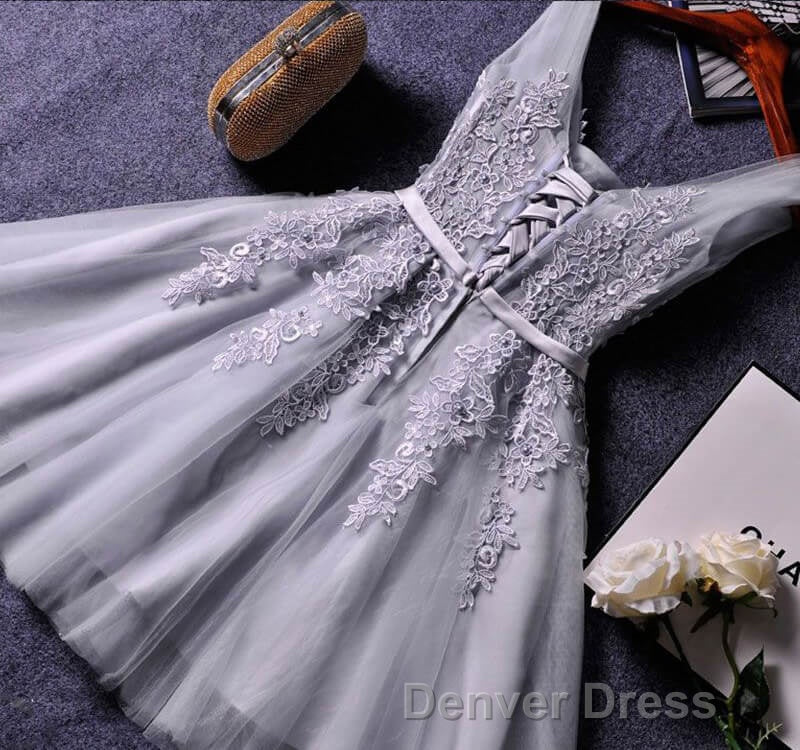 Blush Pink Lace Appliqued Tulle Homecoming Dress,Prom Dresses