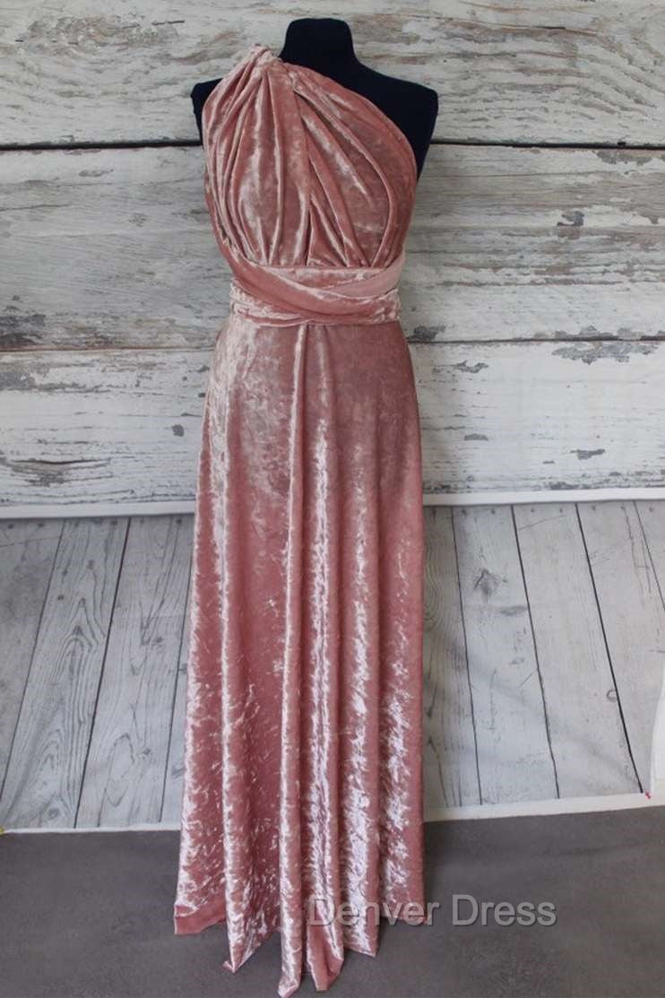 Blush Pink Velvet Infinity Convertible Bridesmaid Dresses Secondary image