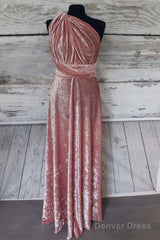 Blush Pink Velvet Infinity Convertible Bridesmaid Dress