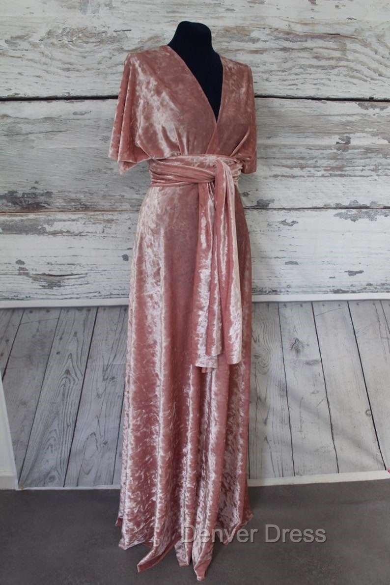 Blush Pink Velvet Infinity Convertible Bridesmaid Dresses