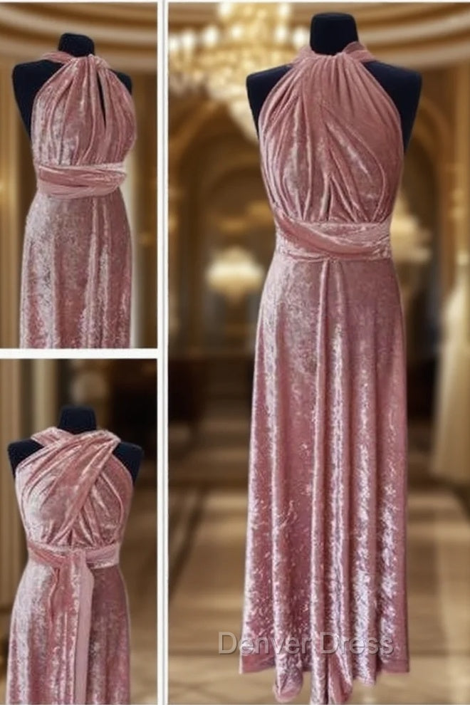 Blush Pink Velvet Infinity Convertible Bridesmaid Dresses Main image