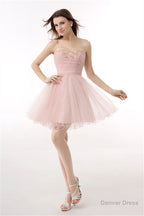 Blushing Pink Sweetheart Beaded A Line Short Homecoming Dresses