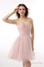 Blushing Pink Sweetheart Beaded A Line Short Homecoming Dresses