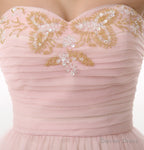 Blushing Pink Sweetheart Beaded A Line Short Homecoming Dresses