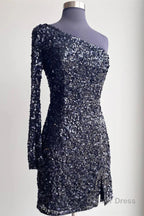 Bodycon One Shoulder Sequins Homecoming Dresses