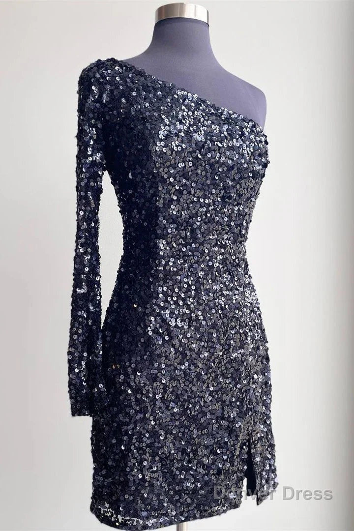 Bodycon One Shoulder Sequins Homecoming Dresses