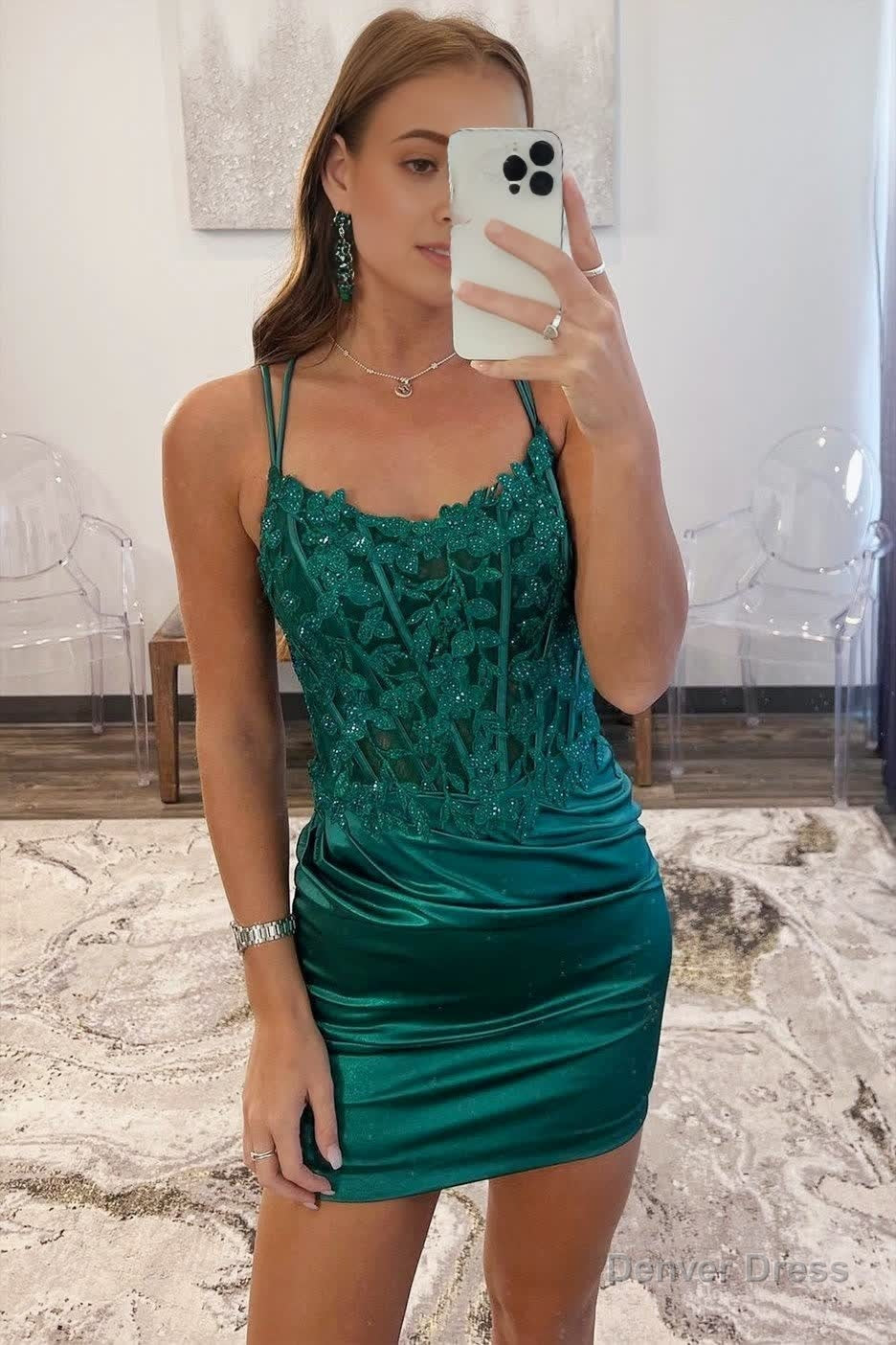 Bodycon Satin Double Straps Keyhole Back Homecoming Dresses