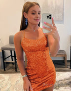Bodycon Scoop Neck Sequins Homecoming Dresses