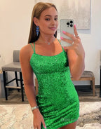 Bodycon Scoop Neck Sequins Homecoming Dresses