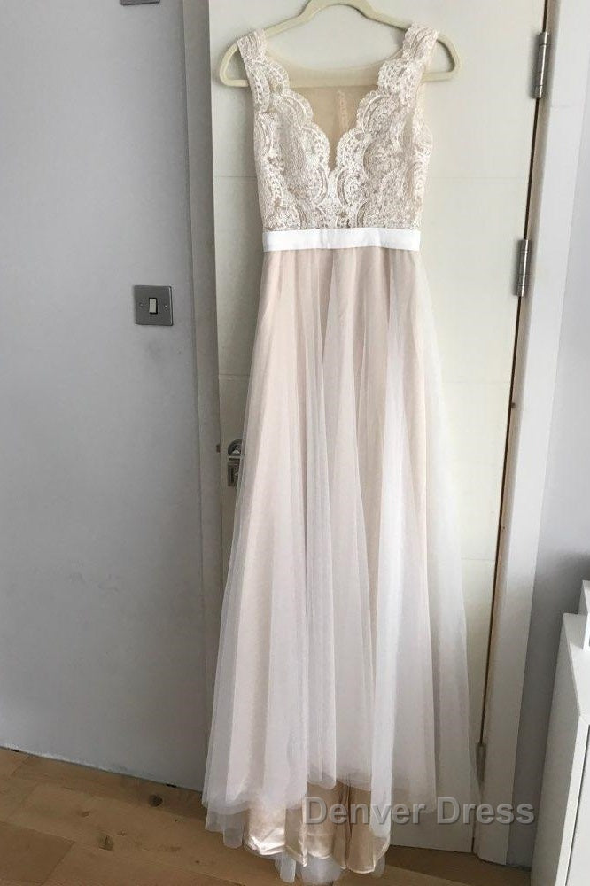 Boho Lace Appliques Tulle Long Wedding Dresses Beach Secondary image