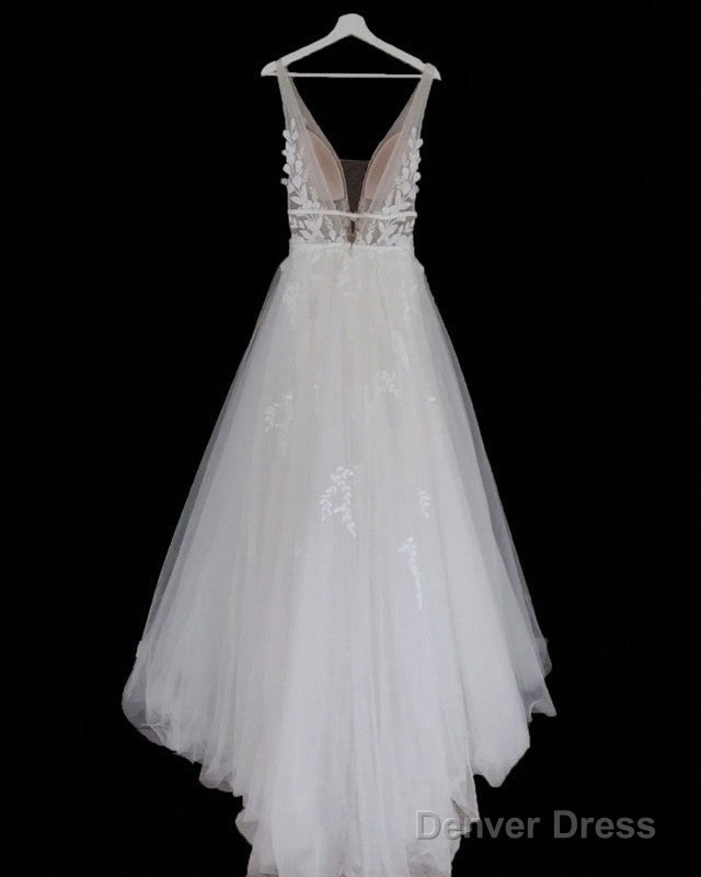 Boho Rustic Wedding Dresses Tulle V Neck Embroidery Secondary image
