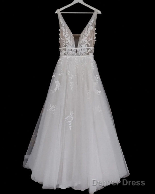 Boho Rustic Wedding Dresses Tulle V Neck Embroidery Main image
