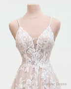 Boho Wedding Dress V Neck Lace Embroidery