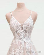 Boho Wedding Dresses V Neck Lace Embroidery