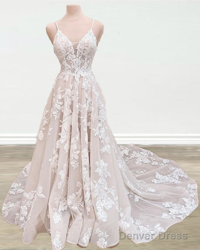 Boho Wedding Dress V Neck Lace Embroidery