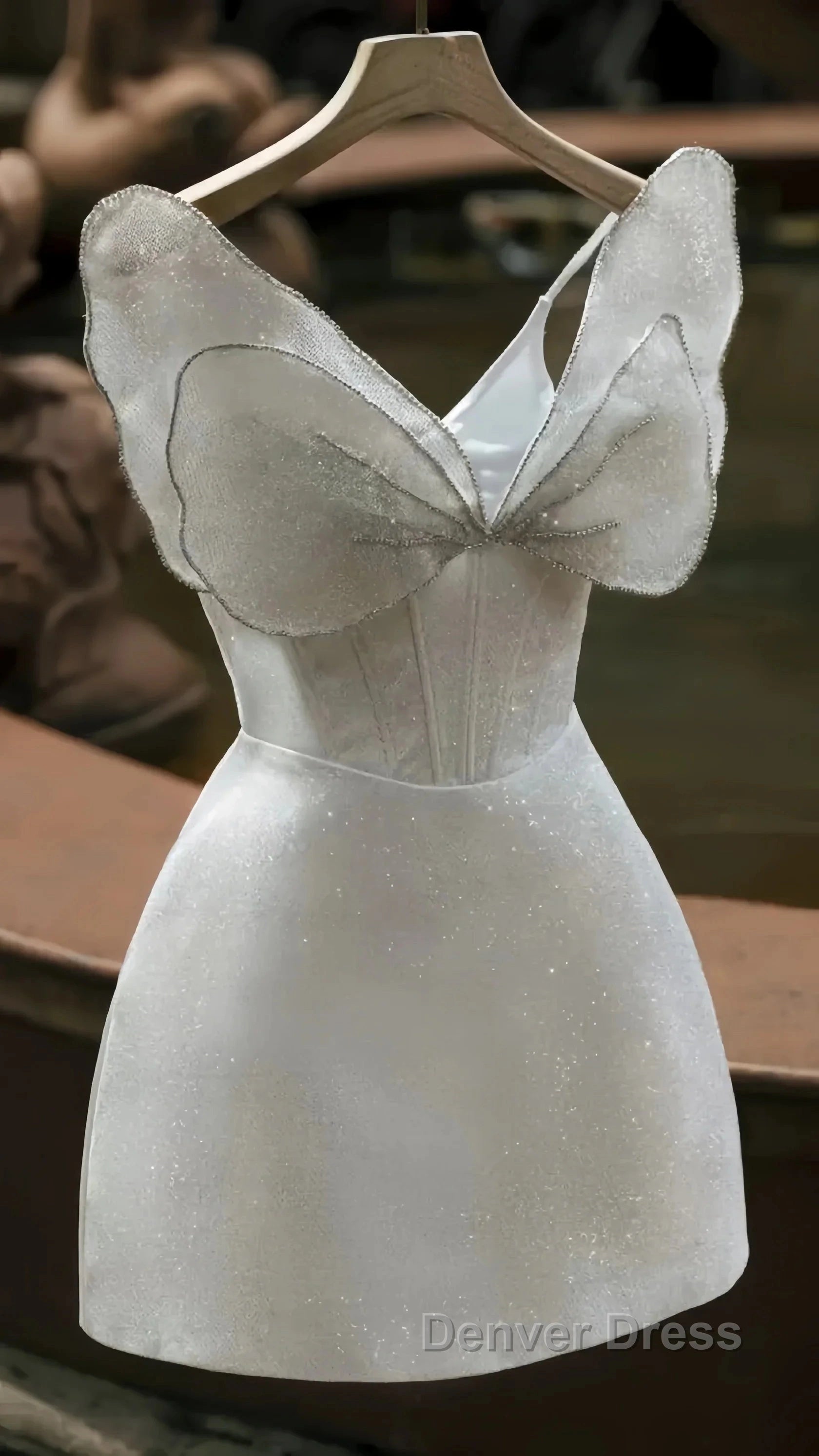 Bowknot White Homecoming Dress Sparkle Prom Dress Short Prom Dresses Secondary image