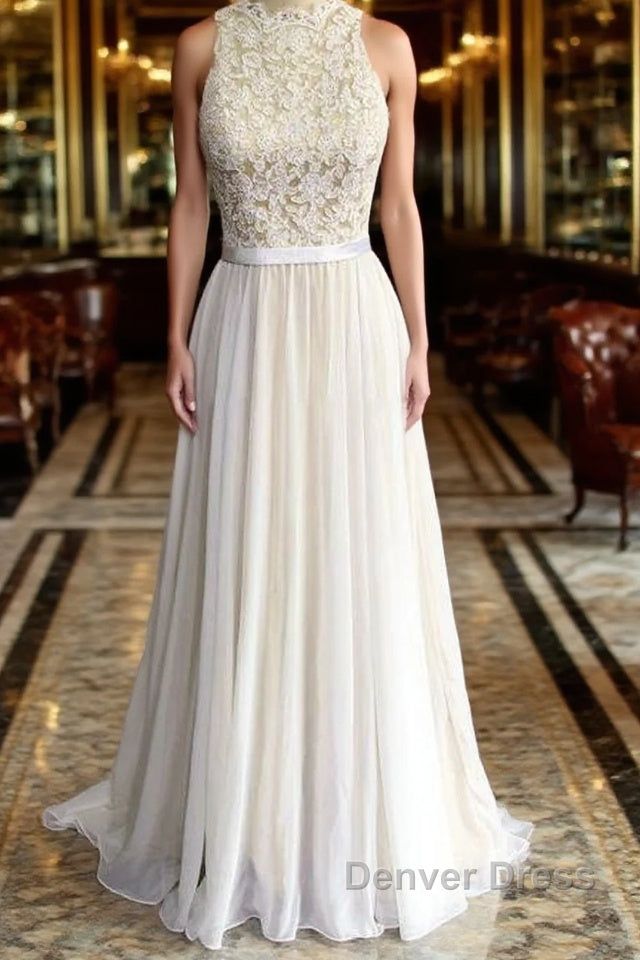 Eye catching Lace Chiffon A Line Wedding Dresses Main image