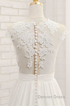 Front Slit Appliques Chiffon A-line Wedding Dresses