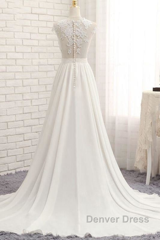 Front Slit Appliques Chiffon A Line Wedding Dresses Secondary image