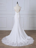 Precious Spaghetti Strap Lace Mermaid Wedding Dresses