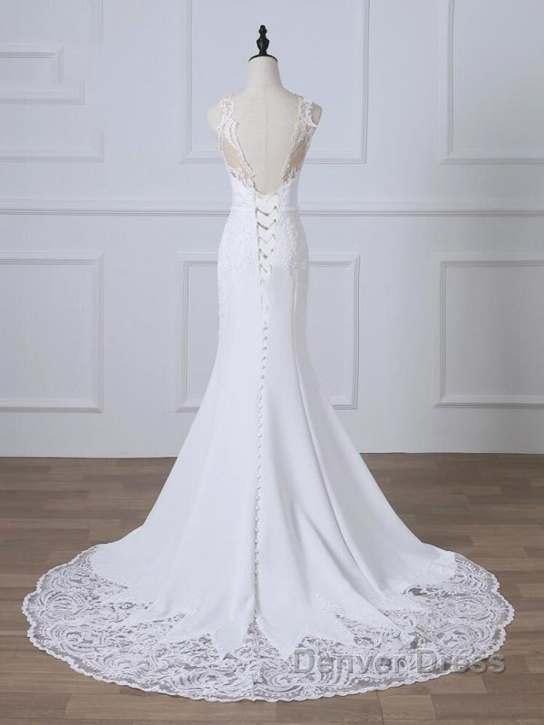 Precious Spaghetti Strap Lace Mermaid Wedding Dresses