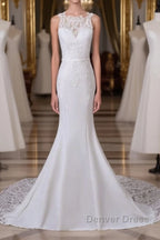 Precious Spaghetti Strap Lace Mermaid Wedding Dresses
