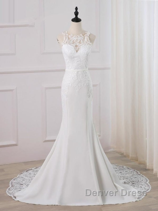 Precious Spaghetti Strap Lace Mermaid Wedding Dresses