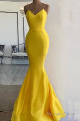 Bright Yellow Mermaid Satin Dresses