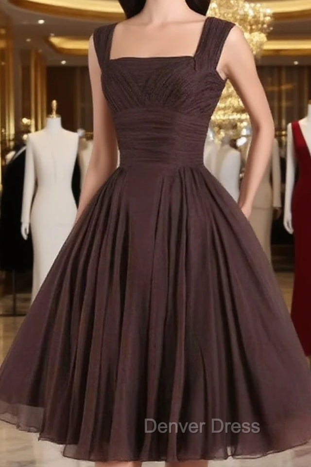 Brown A Line Short Prom Dress, Brown Short Prom Dresses