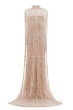 Brown Beading Prom Dress Sweep Train High Neck Zipper Sleeveless Prom Dresses