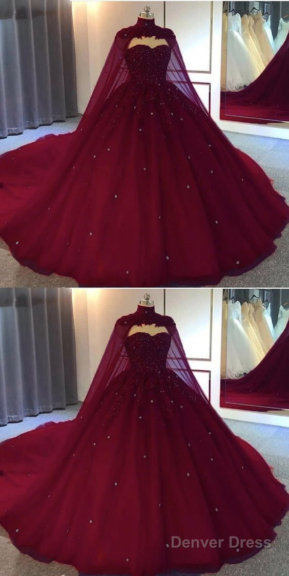 Burgundy Ball Gowns Wedding Dresstulle Prom Dresses