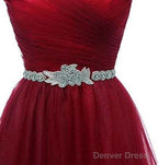 Burgundy Beaded Tulle New Style Prom Dress, Tulle Prom Dresses