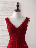 Burgundy Chiffon Lace Short Prom Dress Burgundy Homecoming Dresses