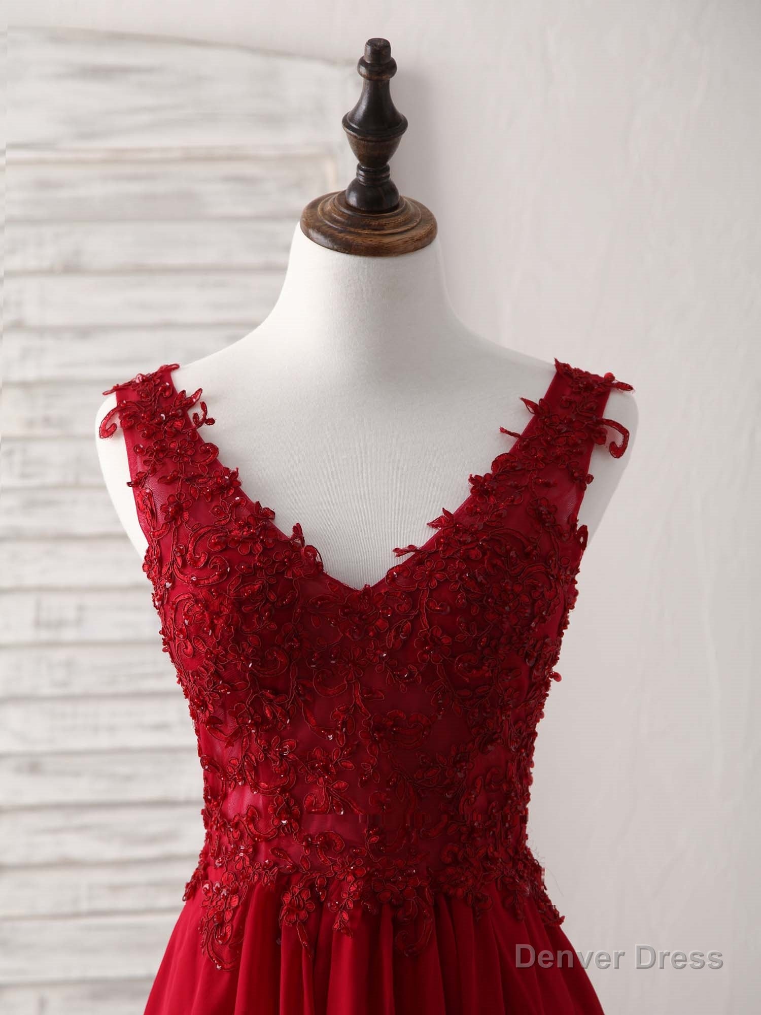 Burgundy Chiffon Lace Short Prom Dress Burgundy Homecoming Dresses