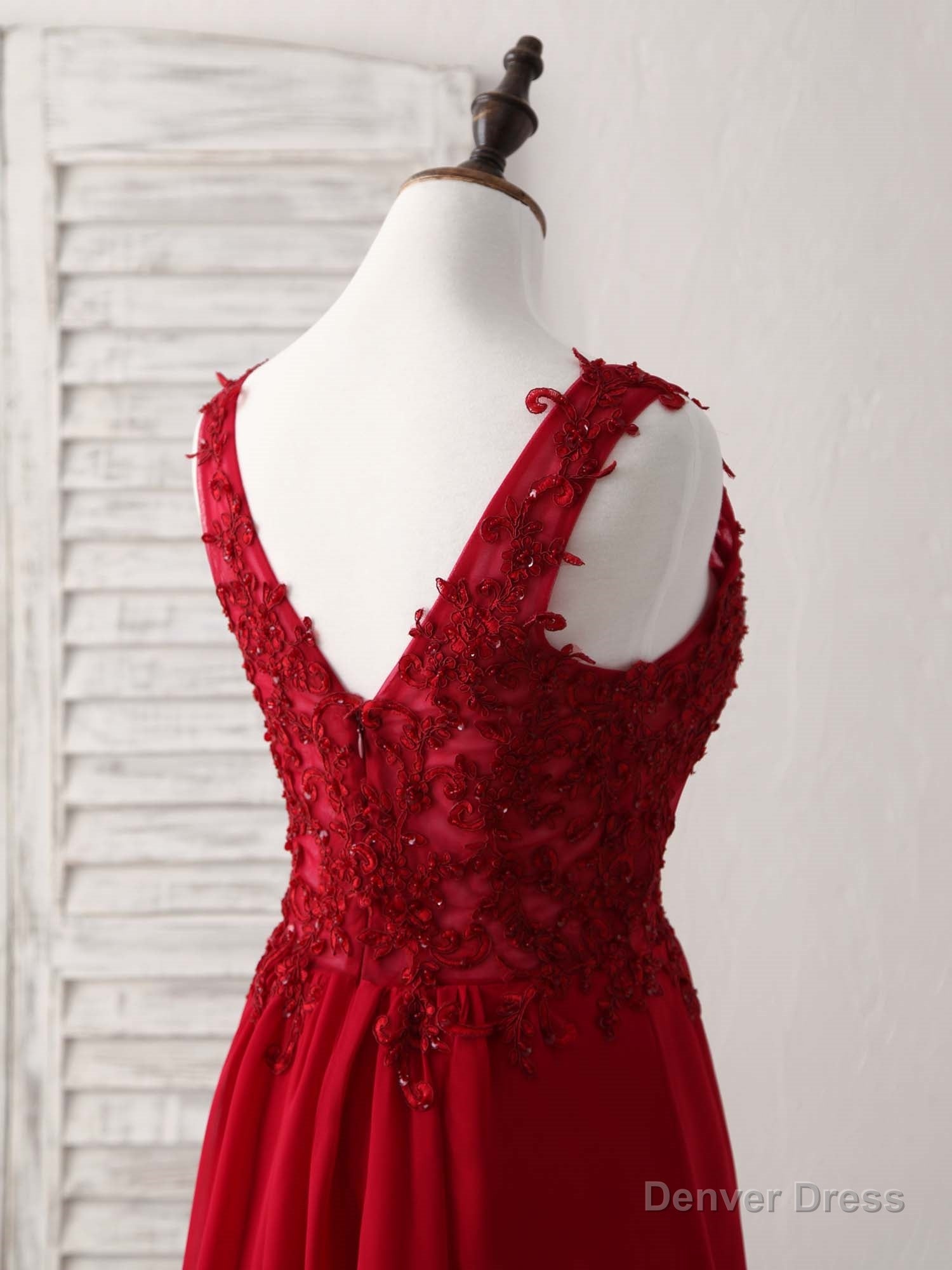 Burgundy Chiffon Lace Short Prom Dress Burgundy Homecoming Dresses