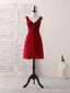 Burgundy Chiffon Lace Short Prom Dress Burgundy Homecoming Dresses