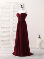 Burgundy Chiffon Off Shoulder Long Prom Dress Burgundy Bridesmaid Dresses