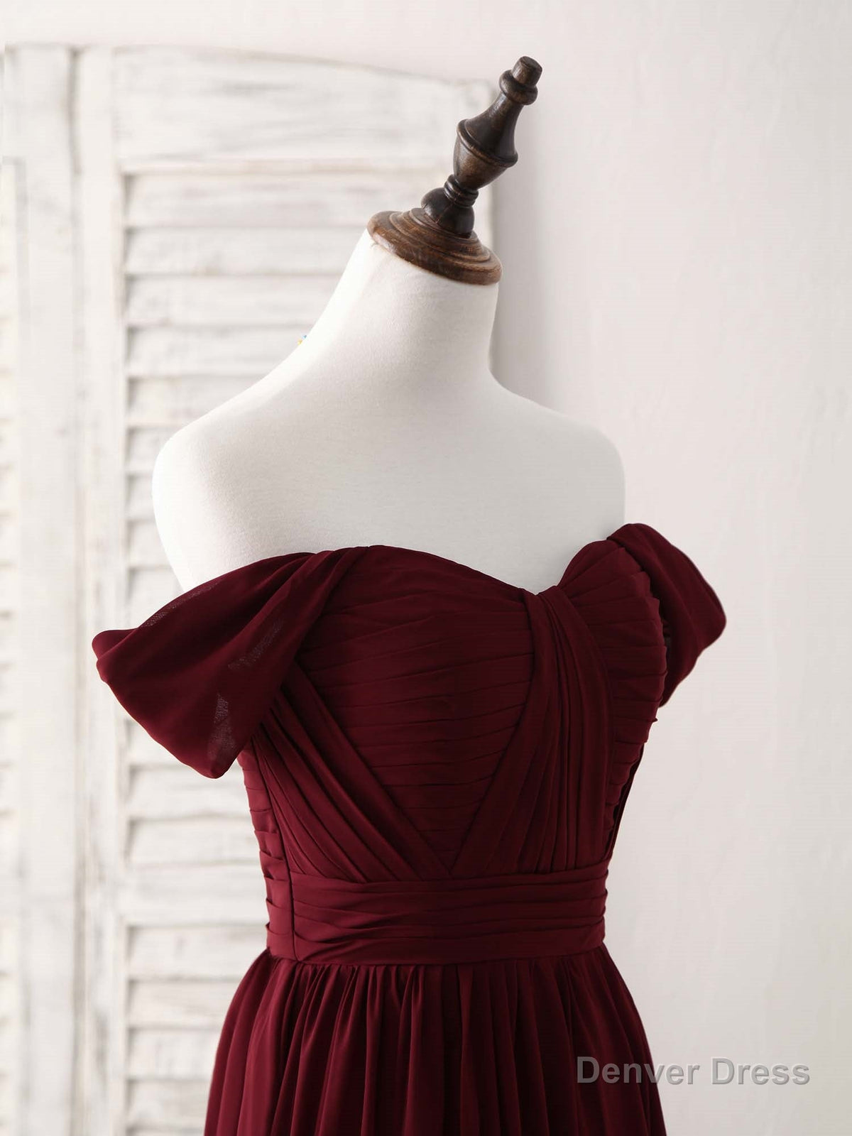 Burgundy Chiffon Off Shoulder Long Prom Dress Burgundy Bridesmaid Dresses