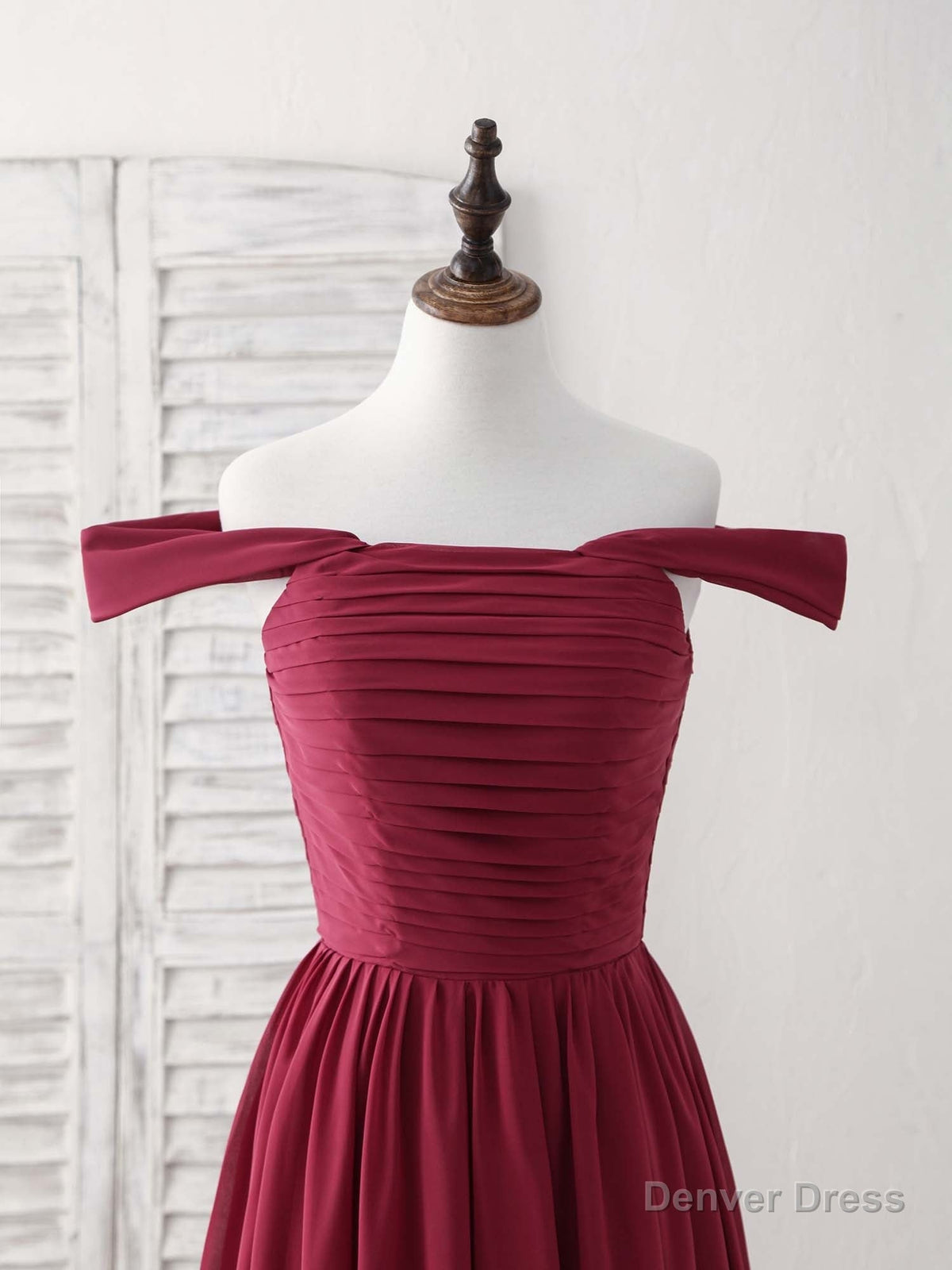 Burgundy Chiffon Off Shoulder Long Prom Dress Burgundy Bridesmaid Dresses
