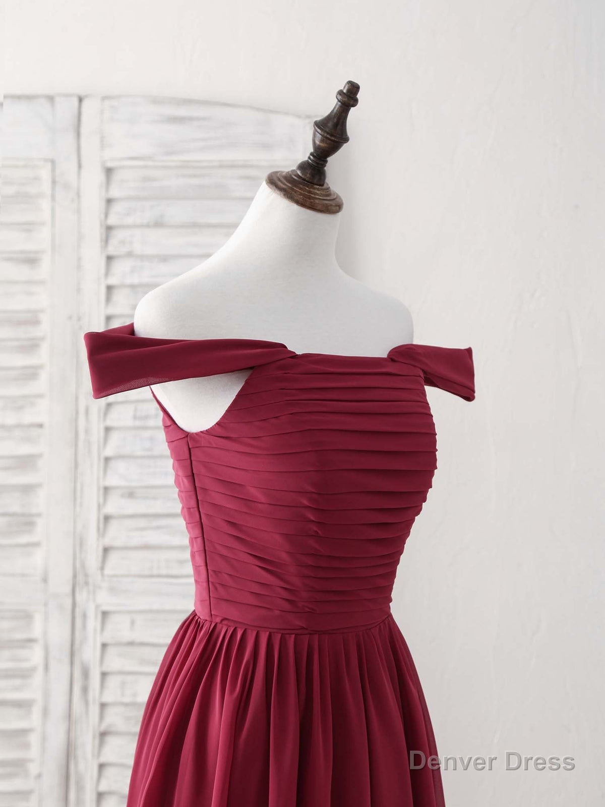 Burgundy Chiffon Off Shoulder Long Prom Dress Burgundy Bridesmaid Dresses