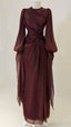 Burgundy Prom Dresses A Line Long Prom Gown