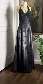 Vintage Fuchsia Halter-Neck A-Line Beaded Chiffon Long Prom Dresses Prom Gowns