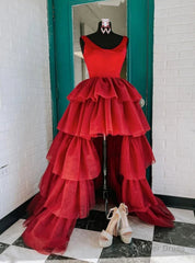 Burgundy  Tiers Prom Dress