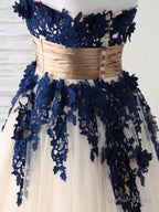 Burgundy Lace Applique Tulle Long Prom Dress Burgundy Bridesmaid Dresses